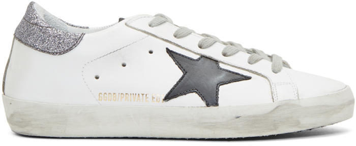 Superstar white clearance silver glitter